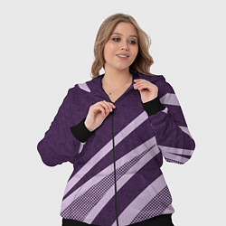 Женский 3D-костюм Фиолетовый абстрактный с полосой, цвет: 3D-черный — фото 2