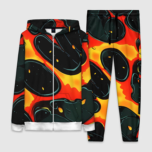 Женский костюм Оранжевые разломы текстура / 3D-Белый – фото 1