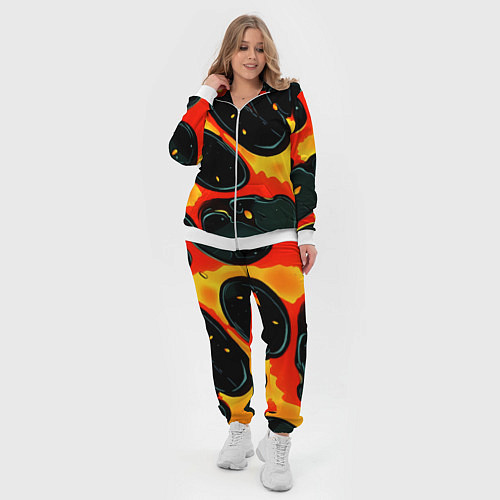 Женский костюм Оранжевые разломы текстура / 3D-Белый – фото 4