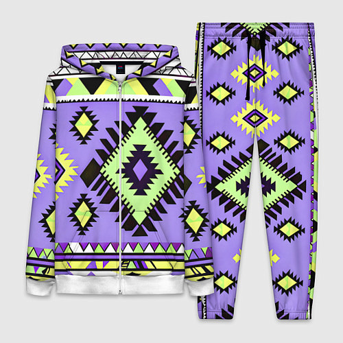 Женский костюм Геометрический сиренево желтый орнамент ацтеков / 3D-Белый – фото 1
