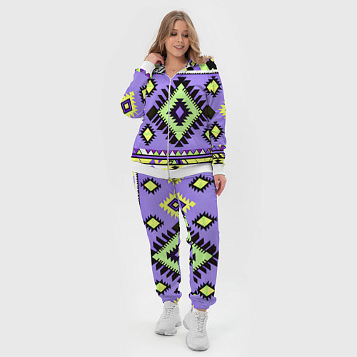 Женский костюм Геометрический сиренево желтый орнамент ацтеков / 3D-Белый – фото 4