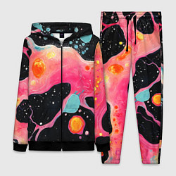 Женский 3D-костюм Розовая текстура в черном, цвет: 3D-черный