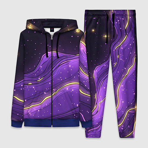 Женский костюм Фиолетовая текстура с золотыми звездочками / 3D-Синий – фото 1