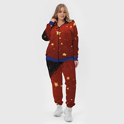 Женский 3D-костюм Золотые звездочки на коричневой текстуре, цвет: 3D-синий — фото 2