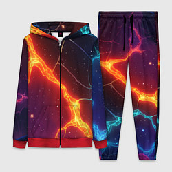 Женский 3D-костюм Сине-оранжевые молнии текстура, цвет: 3D-красный
