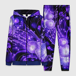 Женский костюм Силуэты цветов на темном фоне - фиолетовое свечени