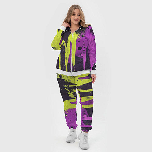 Женский костюм Желтая и фиолетовая краска на черном / 3D-Белый – фото 4