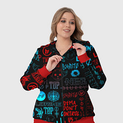 Женский 3D-костюм Twenty one pilots rock pattern, цвет: 3D-красный — фото 2