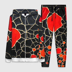 Женский 3D-костюм Красная абстракция на черном лаке, цвет: 3D-белый