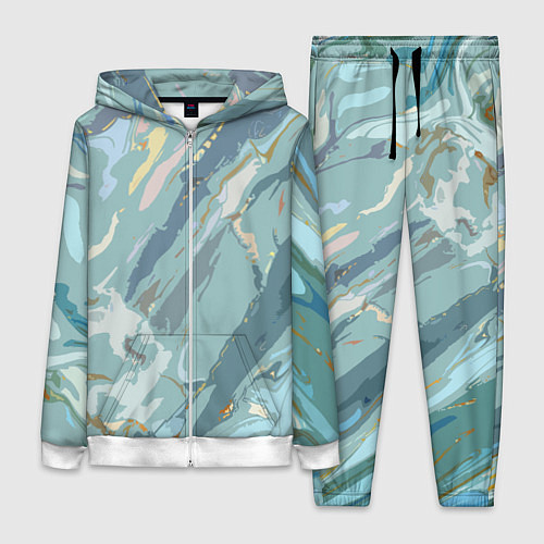 Женский костюм Холодный голубой абстракция / 3D-Белый – фото 1