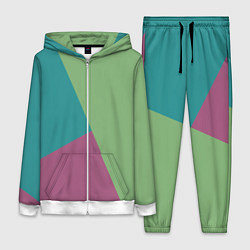 Женский костюм Сине-зелёно-розовый тёмный трёхцветный