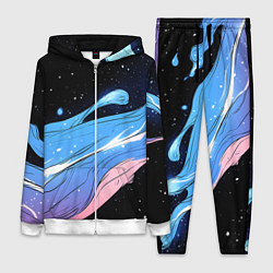 Женский 3D-костюм Синяя волна на черном - текстура, цвет: 3D-белый