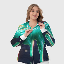 Женский 3D-костюм Текстура стекающая зеленая клякса, цвет: 3D-белый — фото 2