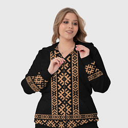 Женский 3D-костюм Славянский золотой узор на черном - вышиванка руба, цвет: 3D-черный — фото 2