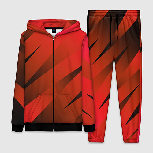 Женский костюм Красно-коричневый абстрактные полосы / 3D-Черный – фото 1