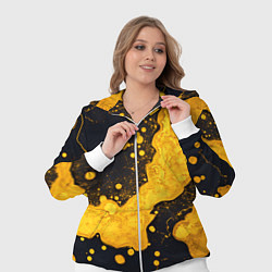 Женский 3D-костюм Золотые кляксы на черной текстуре, цвет: 3D-белый — фото 2