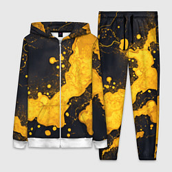 Женский 3D-костюм Золотые кляксы на черной текстуре, цвет: 3D-белый