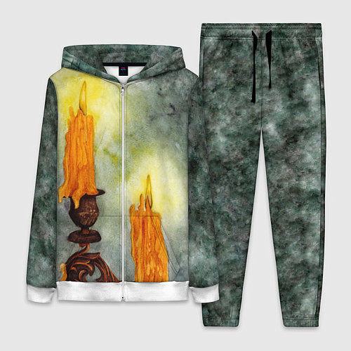 Женский костюм Две горящие свечи в темноте / 3D-Белый – фото 1