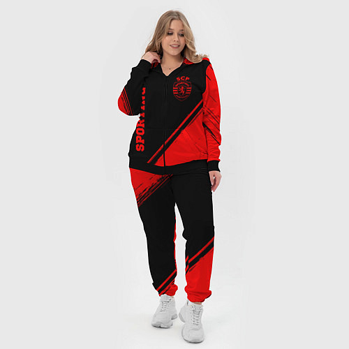 Женский костюм Sporting - red gradient вертикально / 3D-Черный – фото 4