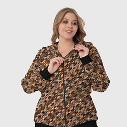 Женский 3D-костюм Тёмный коричневый полосы узоры, цвет: 3D-черный — фото 2