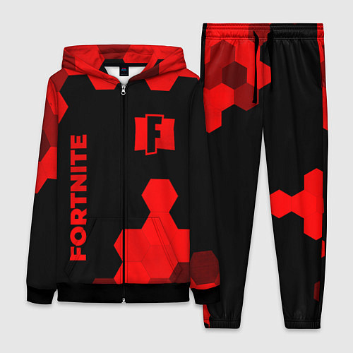 Женский костюм Fortnite - red gradient вертикально / 3D-Черный – фото 1
