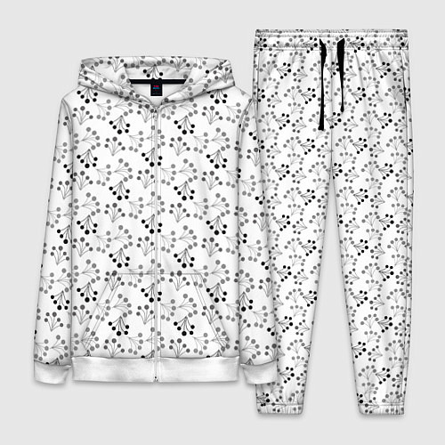 Женский костюм Черно белый ягодный узор ретро / 3D-Белый – фото 1