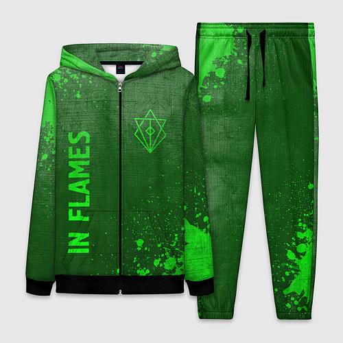 Женский костюм In Flames - green gradient вертикально / 3D-Черный – фото 1