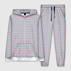 Женский костюм Красно-синие фигуры на белом фоне