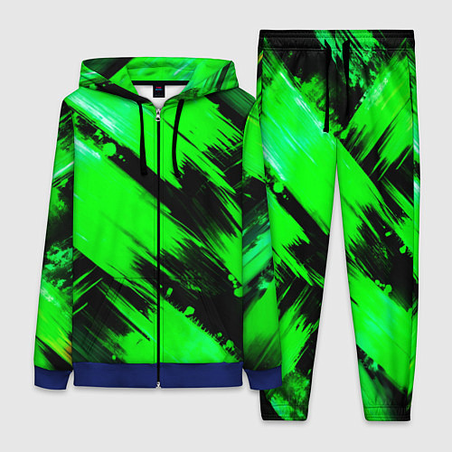 Женский костюм Зеленые мазки краски на черном / 3D-Синий – фото 1