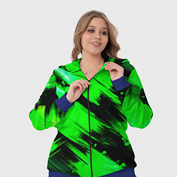Женский 3D-костюм Зеленые мазки краски на черном, цвет: 3D-синий — фото 2