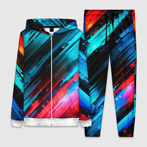 Женский костюм Синяя и красная краска на черном / 3D-Белый – фото 1