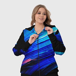 Женский 3D-костюм Синии кисти краски на черном, цвет: 3D-черный — фото 2