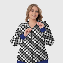Женский 3D-костюм Белый серый горох на черном ретро, цвет: 3D-синий — фото 2