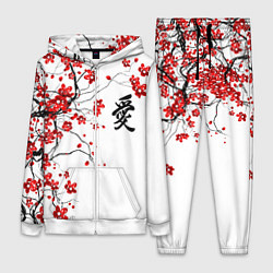Женский 3D-костюм Сакура с иероглифом Любовь, цвет: 3D-белый
