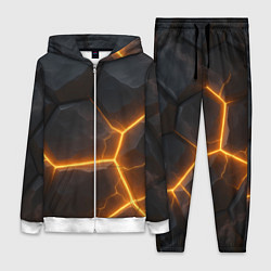 Женский 3D-костюм Черные плиты с оранжевой молнией, цвет: 3D-белый
