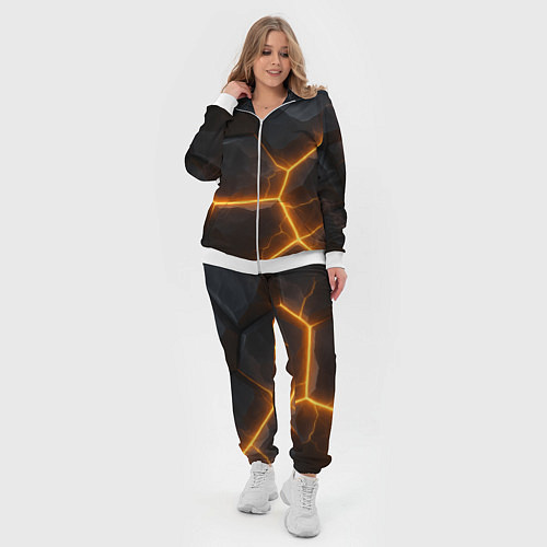 Женский костюм Черные плиты с оранжевой молнией / 3D-Белый – фото 4