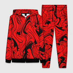 Женский 3D-костюм Чёрно-красный абстрактный линии, цвет: 3D-черный