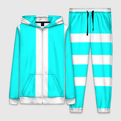 Женский костюм Color white light blue line