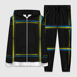 Женский 3D-костюм Neon yellow blue, цвет: 3D-белый