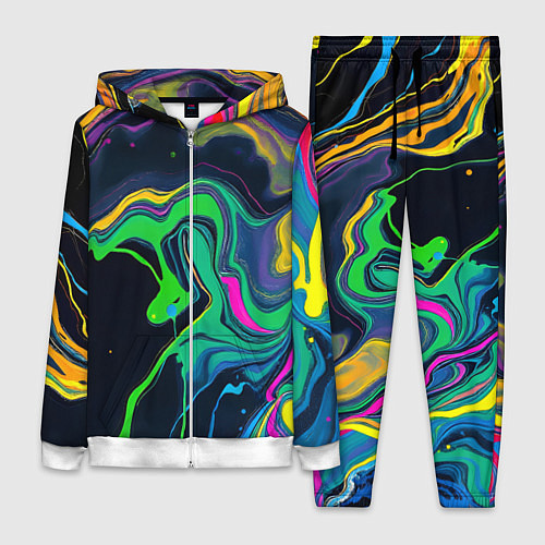 Женский костюм Разводы и переливы разноцветной краски / 3D-Белый – фото 1