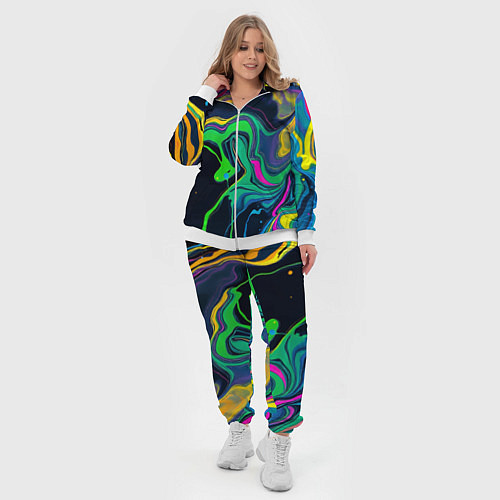 Женский костюм Разводы и переливы разноцветной краски / 3D-Белый – фото 4