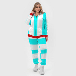 Женский 3D-костюм Color light blue white lines, цвет: 3D-красный — фото 2