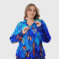 Женский 3D-костюм Сине-голубой стекающая абстракция, цвет: 3D-синий — фото 2