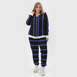 Женский 3D-костюм Color black cage purple stripes, цвет: 3D-белый — фото 2
