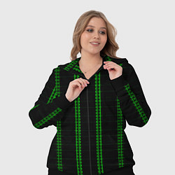 Женский 3D-костюм Color black cage green stripes, цвет: 3D-черный — фото 2