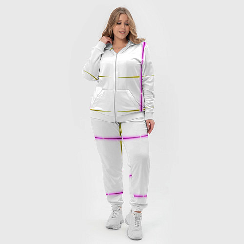 Женский костюм Color white pink yellow stripes / 3D-Белый – фото 4