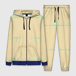Женский 3D-костюм Color beige green stripes, цвет: 3D-синий