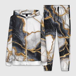 Женский 3D-костюм Мрамор белый и черный с золотом, цвет: 3D-белый