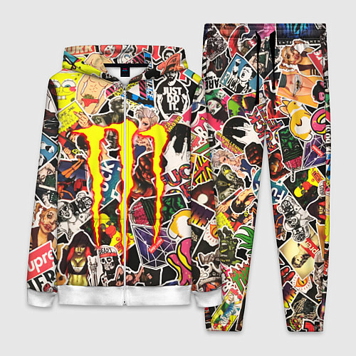 Женский костюм Monster energy stikers logo / 3D-Белый – фото 1