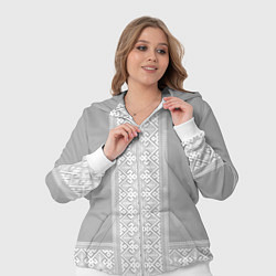 Женский 3D-костюм Славянский узор на сером - вышиванка рубаха, цвет: 3D-белый — фото 2